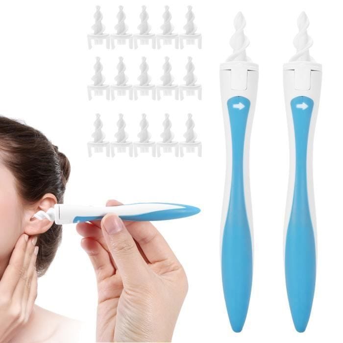 Appareil pour nettoyer les oreilles – Nettoyage cérumen pour oreille hygiénique, plus efficace que coton tige + 16 têtes HB058