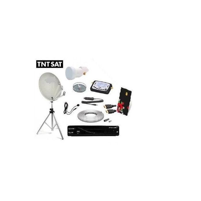 PACK SATELLITE CAMPING TNTSAT Trepied + Parabole pliable + Récepteur TNTSAT + Kit 1097+ Kit Coaxial