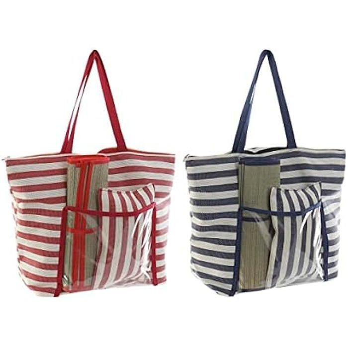 Sac de Plage - DKD Home Decor - Multicolore - Toile Rouge Bleu - 55 x 17 x 35 cm - 2 unités