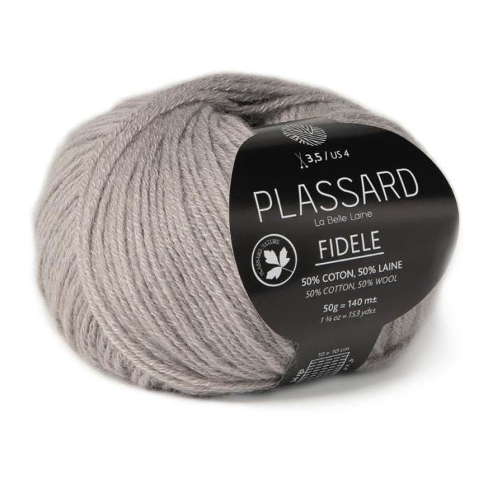 Laine classique Fidèle Gris Clair (10) - PLASSARD - Coton et Laine - N° aiguille 3,5 - 1 pelote - 50g