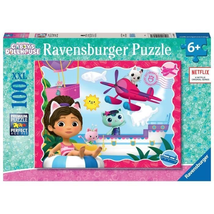 Puzzle 100 pièces XXL L'aventure des chats ! / Gabby's dollhouse, Dès 6 ans, Puzzle enfant, 12001053, Ravensburger