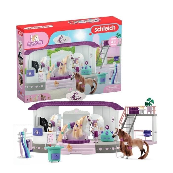 Écurie Schleich Salon de Beauté Sofia's Beauties avec Accessoires de Pansage et Figurines Schleich Chevaux - Coffret de 99 Pièces