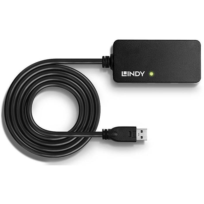Rallonge active USB 3.0 - Pro - 10m - Hub 4 ports - Noir - Connecte jusqu'à 4 périphériques