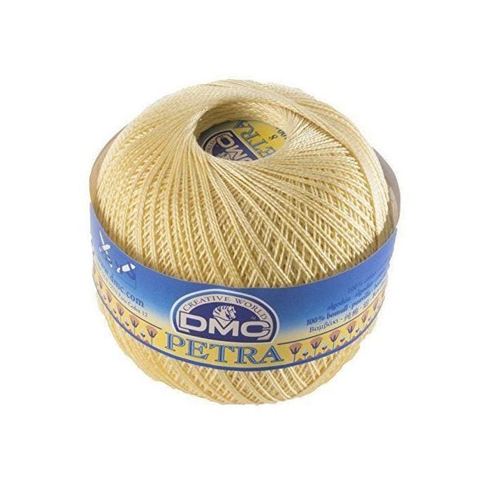 Fil DMC Petra, 100% coton, jaune, Taille 8