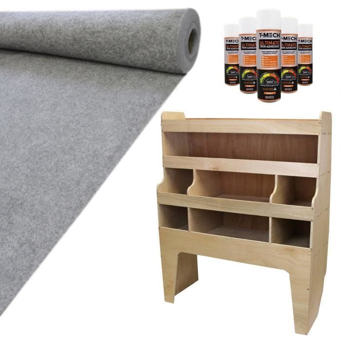 Doublure Intérieure - MONSTERSHOP - VW Transporter - Feutre Gris Foncé - Rangement MDF - 11m²