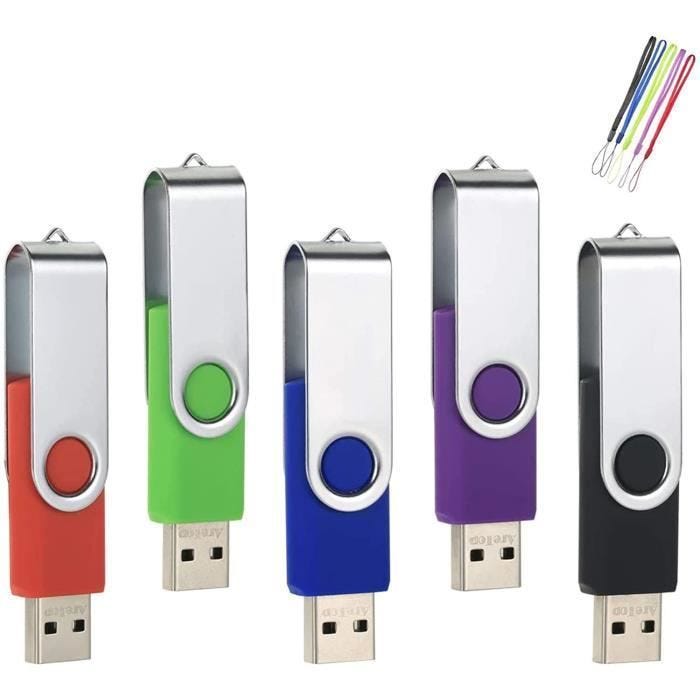 Clé USB 64Go Lot de 5 - A383 - Pivotant Haute Vitesse - Stockage U Disque
