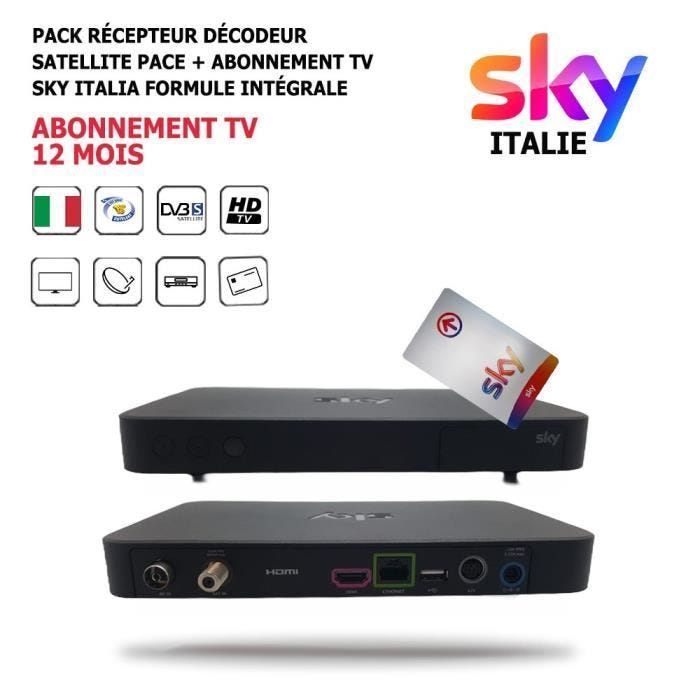 Décodeur Satellite Pace - SKY - Abonnement TV Sky Italia 12 mois - 120 chaînes - HD - Hotbird 13°Est