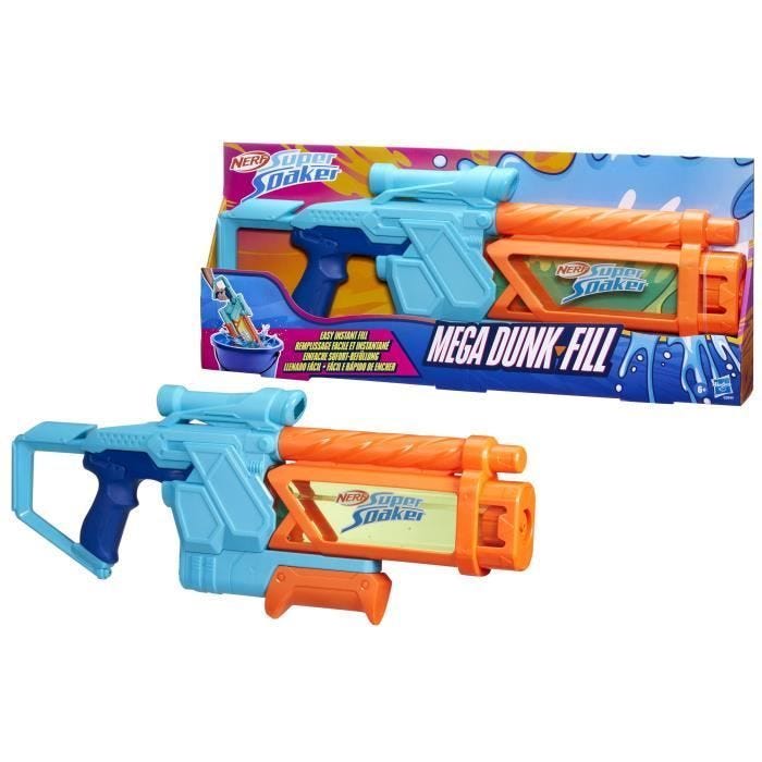 Nerf blaster à eau Mega Dunk-Fill, remplissage instantané facile, Réservoir 1L, Nerf Super Soaker, dès 6 ans