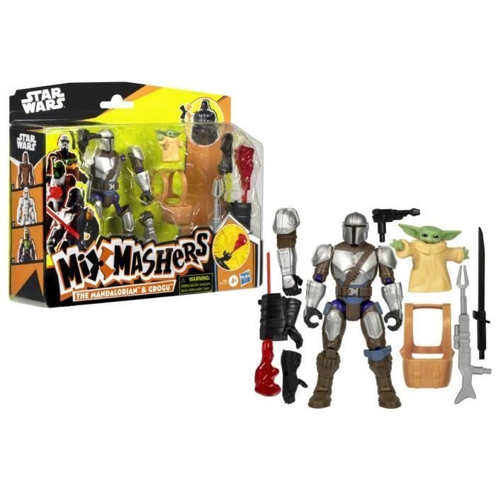 MixMashers Mandalorien et Grogu, figurine deluxe personnalisable à mélanger et combiner avec accessoires, Star Wars, Dès 4 ans