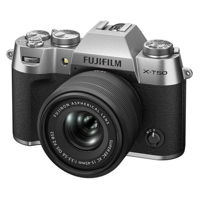 Fujifilm appareil photo hybride x-t50 silver + 15-45