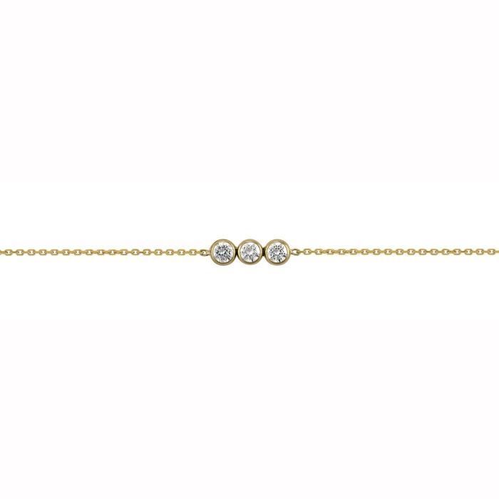 Bracelet - Brillaxis - Triologie oxydes or jaune 9 carats - Longueur 18 cm