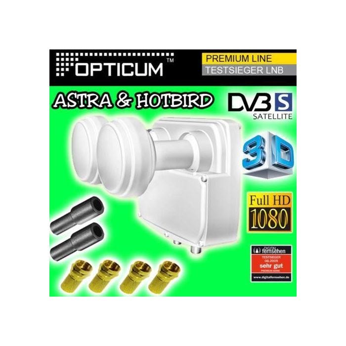 LNB Monobloc Twin - OPTICUM - Astra & Hotbird - 2 sorties - Full HD - 3D Ready