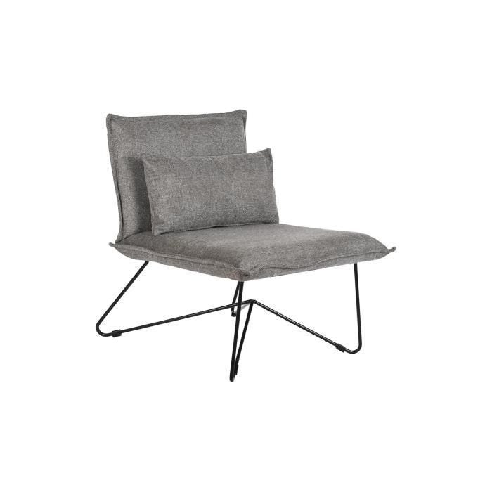 Fauteuil style urban métal, polyester gris, noir - Couleur: NOIR