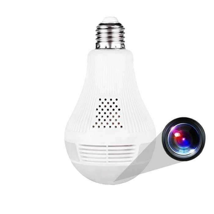 Ampoule Caméra Espion 360° Infrarouge HD WiFi +SD 64Go YONIS