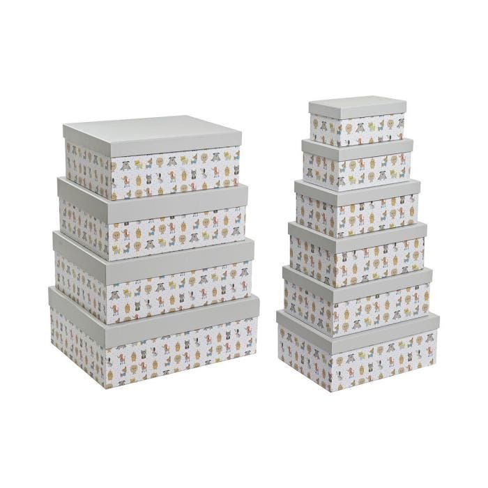 Boîtes de rangement empilables - Marque - Modèle - Gris animaux de compagnie - Carton - 43,5 x 33,5 x 15,5 cm
