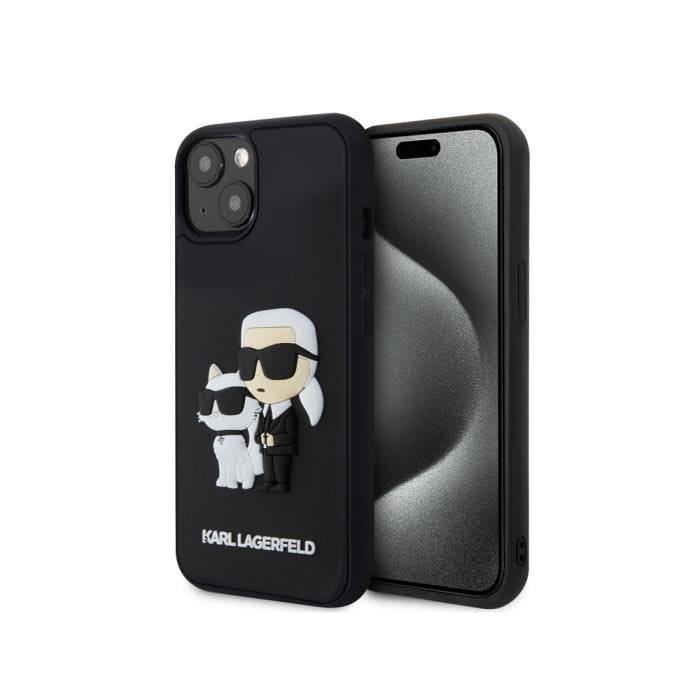 Coque pour Apple iPhone 15 Plus 3D Rubber Karl & Choupette Karl Lagerfeld Noir
