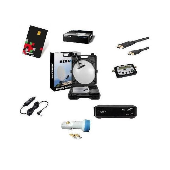 KIT CAMPING CAR Parabole 35 CM + Récepteur TN8000 HD TNTSAT + LNB HD ME+ POINTEUR+KIT CABLE COAXIAL