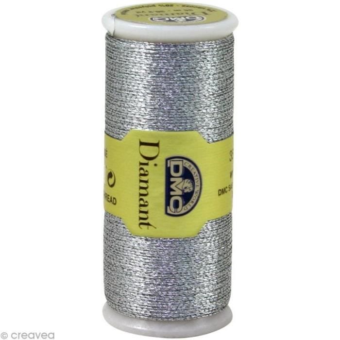Fil à broder - DMC - Diamant - Argenté métallisé - 35 m - Viscose et Polyester métallisé