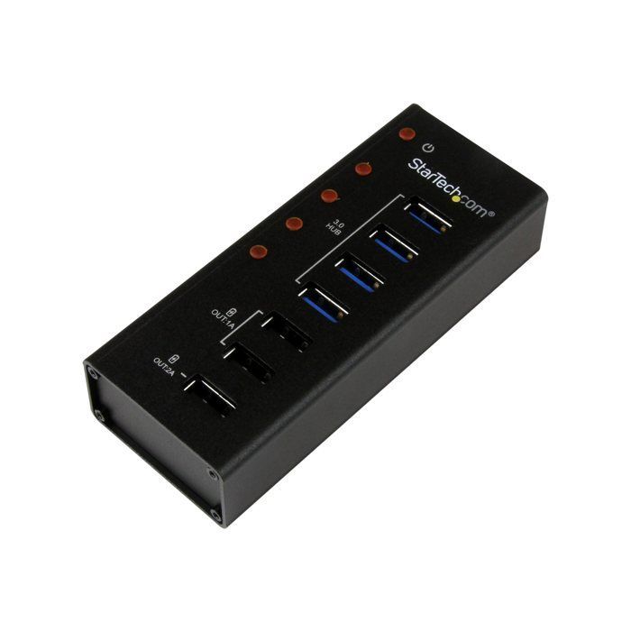 STARTECH Hub USB 3.0 Alimenté de 4 ports avec Station de Recharge de 3 ports USB (2 x 1A, 1 x 2A)