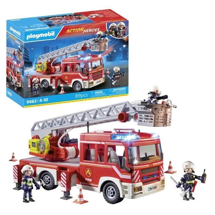 PLAYMOBIL 9463 Camion de pompiers, Avec échelle pivotante, City Action, dès 4 ans