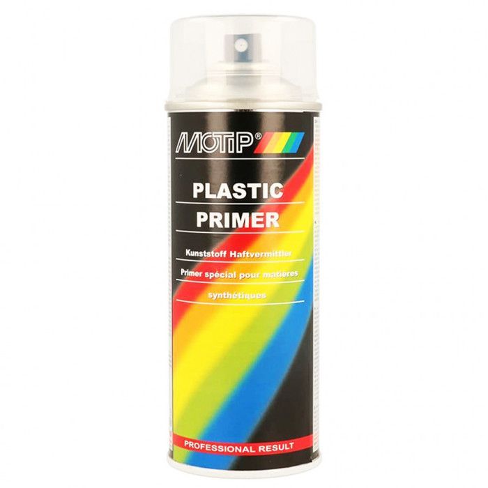 Bombe de peinture Motip ApprÃt primer spécial plastique transparent 400ml M04063 auto pour moto scooter