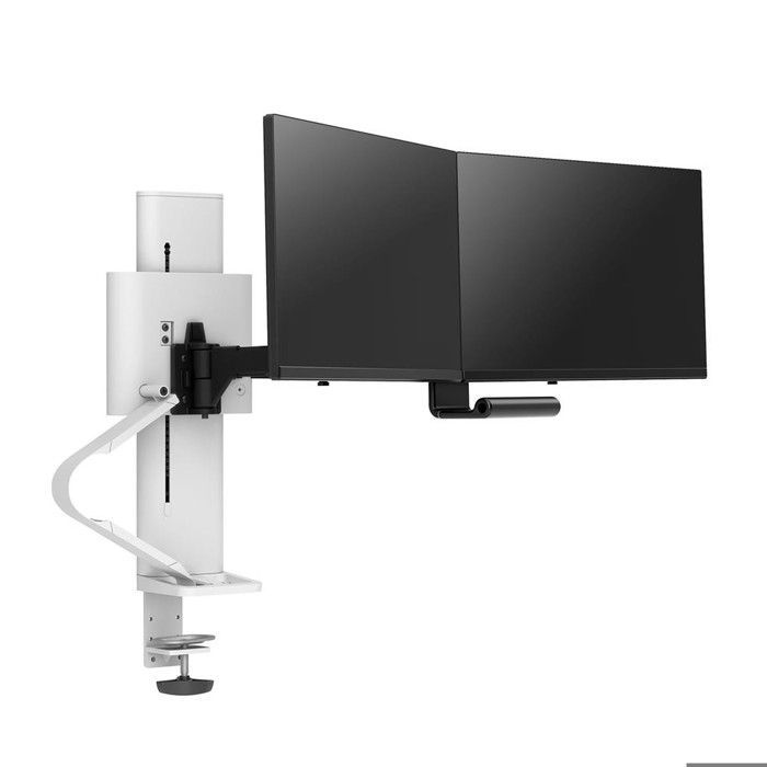 Support bi-écrans LCD Ergotron Trace - Blanc - Jusqu'à 27' - Inclinable - Charge max. 30 kg