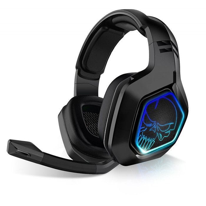 SPIRIT OF GAMER – XPERT-H900 – Casque Sans Fil Full Black Pro Gamer – Basses Puissantes - LED - Simili Cuir - PC - PS4 - PS5 -SWITCH