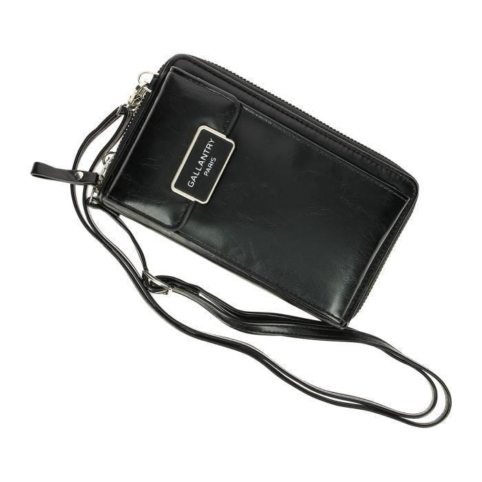 Sacoche Portefeuille à bandoulière Retrò - Gallantry Paris - Noir - Femme - Synthétique - Zippée