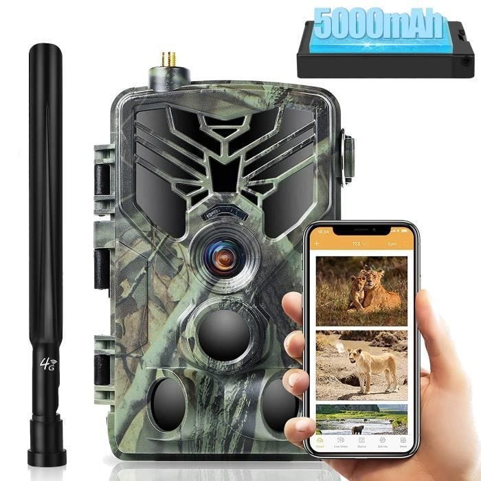 Caméra de Chasse 4G 4K 30MP App Android iOs Avec Panneau Solaire + 2 Batteries + SD 256Go YONIS