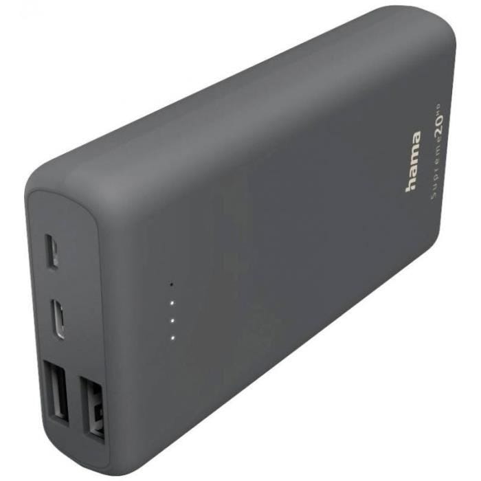 Hama Supreme 20HD Powerbank (batterie supplémentaire) 20000 mAh LiPo USB-A, USB-C® gris foncé - 4047443486653