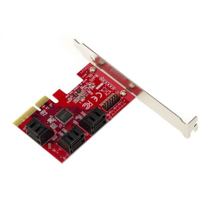 Carte PCI Express PCIe 3.0 4x SATA 3.0 6 PORTS. Support Port Multiplier jusqu'à 30 disques durs. Support UEFI. Chipset ASM1166