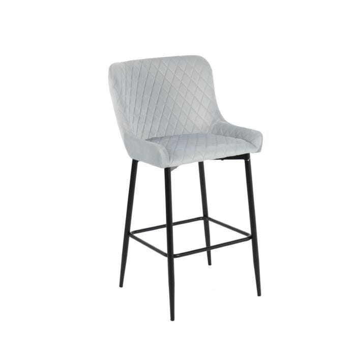 Tabouret - Marque - Gris Métal Polyester - 58,5 x 48,5 x 96,5 cm