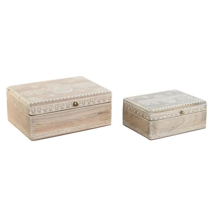 boîte à bijoux 25,5 x 20 x 10,5 cm naturel bois de manguier (2 unités)