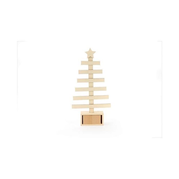 Calendrier de l'Avent en Bois - SAPIN - 360x170x50mm - Blanc - {couleur}
