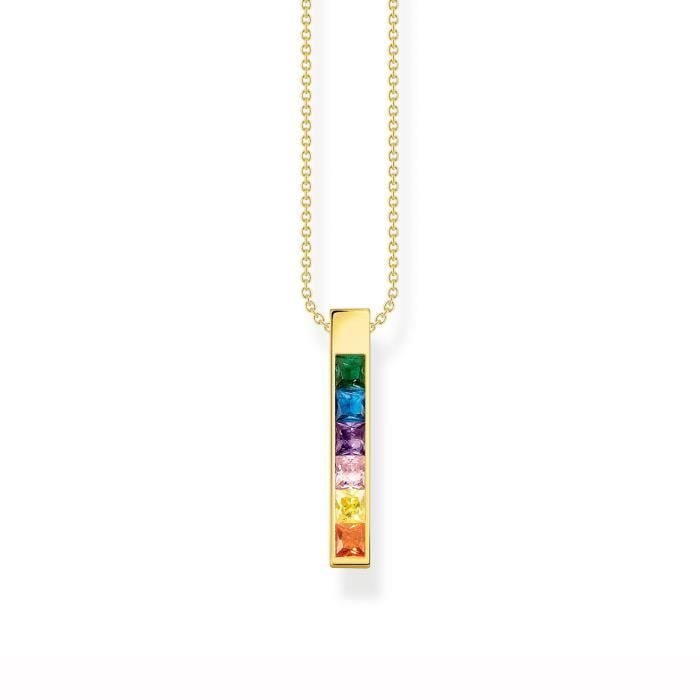 Collier - THOMAS SABO - Argent doré oxydes arc-en-ciel - Jaune - 45 cm