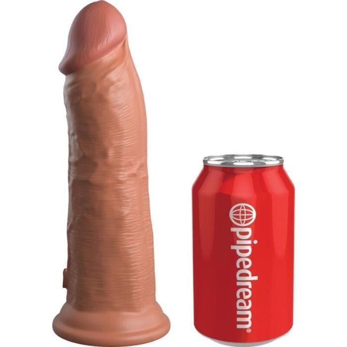 Gode réaliste vibrant en silicone - Pipedream King Cock Elite - 20.3 cm caramel - 7 modes de vibrations
