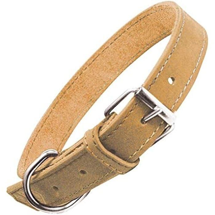 Collier - GLORIA - Nubuck - Jaune - Ajustable - Pour Chien Moyen