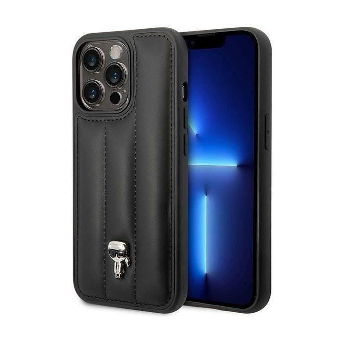 Karl Lagerfeld Puffy Ikonik Pin Coque pour iPhone 14 Pro (Noir) - 3666339077730