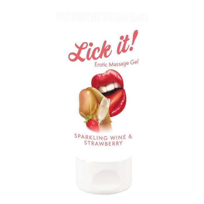 Gel Lubrifiant - LICK IT - Fraise et Vin Pétillant - 50ml - Végétalien - À base d'eau