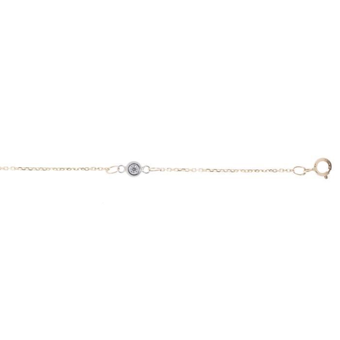 Bracelet femme - BRILLAXIS - Bracelet Brillaxis or bicolore oxydes sertis clos - Couleur de la matière:Blanc et Jaune Taille/Longue