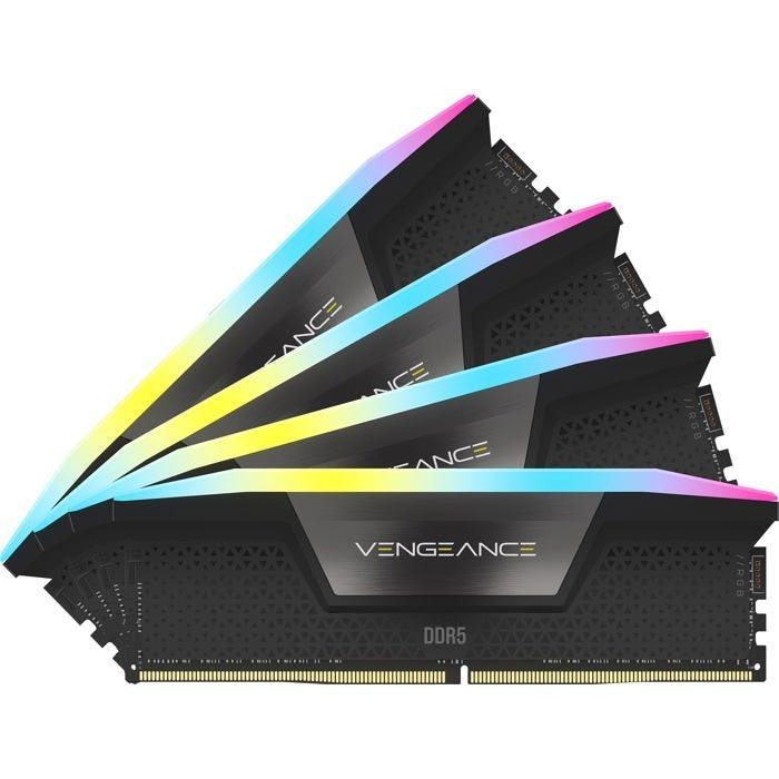 Barrettes de RAM Corsair Vengeance RGB DDR5 64 Go (4 x 16 Go) 6600 MHz CL32 - Noir - Kit Quad Channel