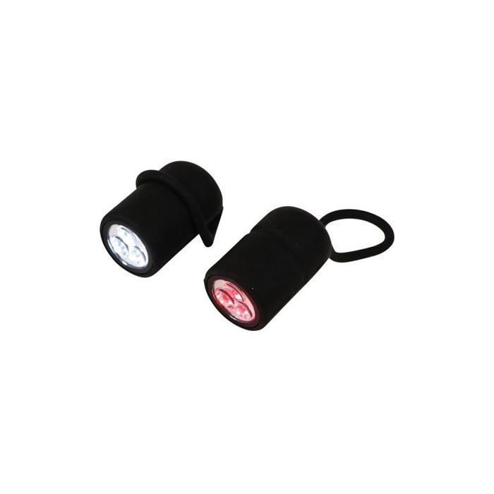 Jeu de feux - Dresco - Avant et arrière - 3 LEDs blanches - 3 LEDs rouges - Fixation silicone