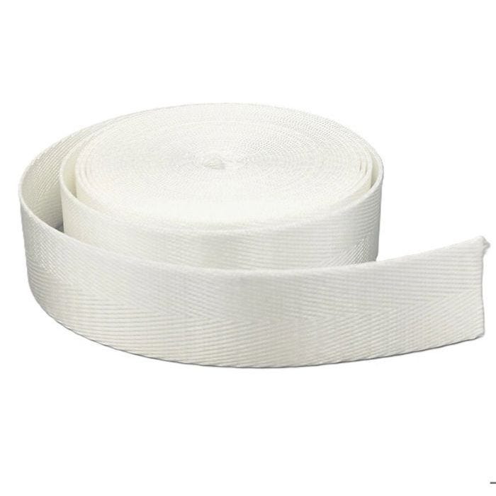 Sangle nylon polyester 25mm blanc crème brillant pour sacs à dos main lunch bag couture anse accessoires rouleau de 10 mètres