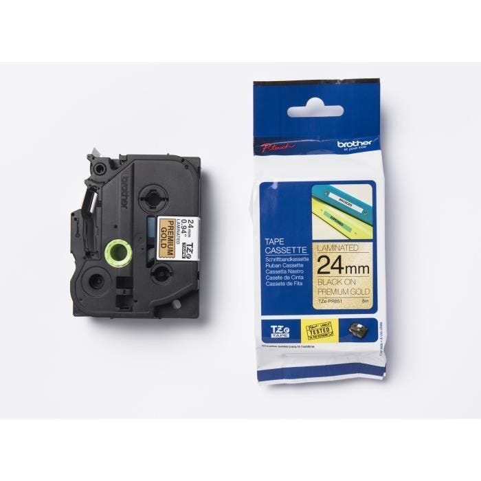 Ruban BROTHER - TZEPR851 - 24mm Noir sur fond Or Premium - Qt 1