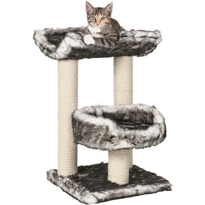 TRIXIE Arbre à chat ISABA - 62 cm - Noir/Blanc - Peluche et sisal naturel