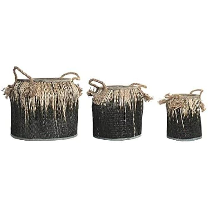 Ensemble de paniers - DKD Home Decor - Standard - Noir - Rotin - 44x44x48 cm