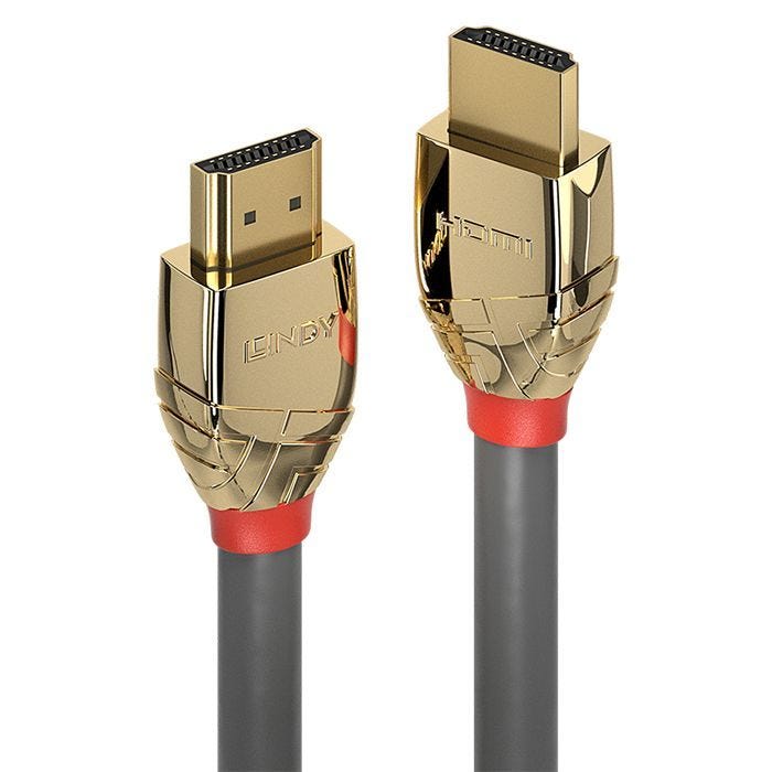 Lindy Gold Line Standart with Ethernet HDMI avec câble Ethernet HDMI (M) pour HDMI (M) 15 m triple blindage gris support 4K
