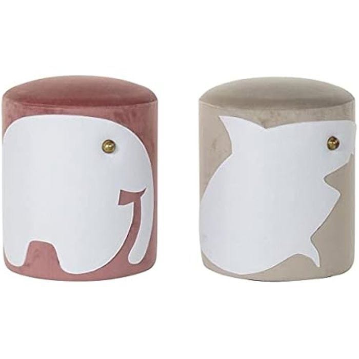 Repose-pieds - DKD Home Decor - Standard - Polyester - Couleur beige - Design contemporain