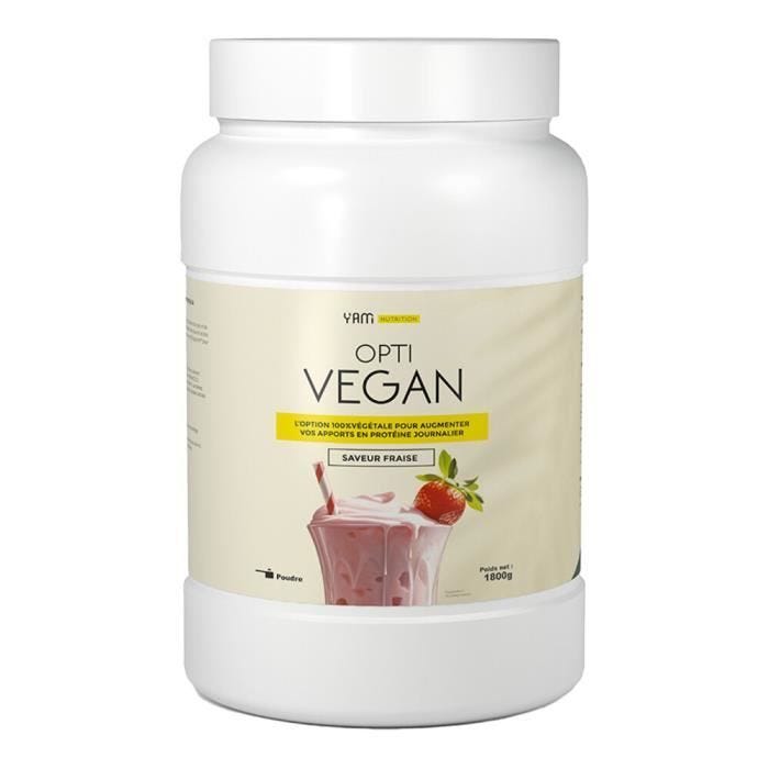 Protéines vegan Yam Nutrition - Opti Vegan - Fraise 1800g