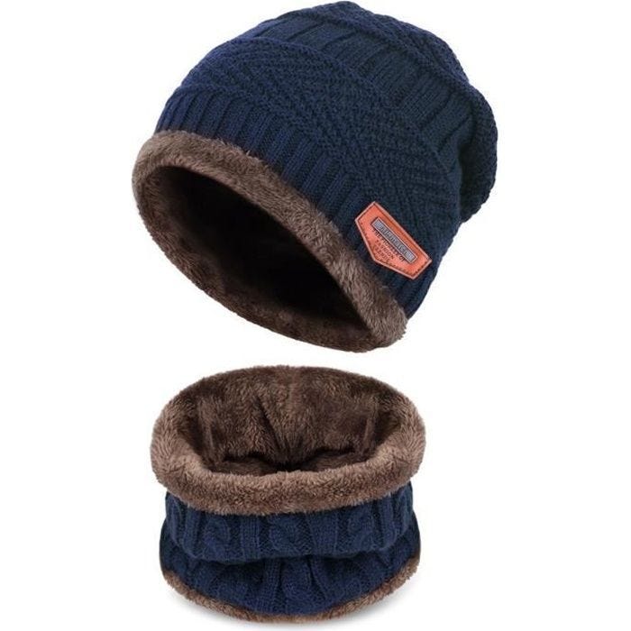 Bonnet et écharpe - Hiver - Mixte - Doublure polaire - Acrylique tricot - Taille moyenne